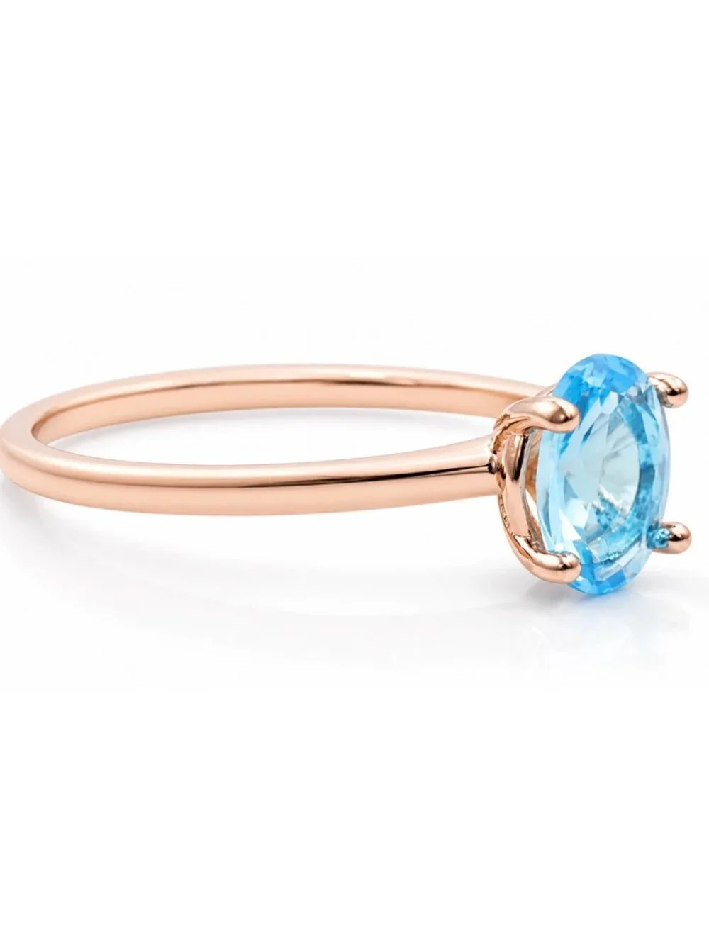 Created 1.12 Cts Blue Topaz Solitaire Ring 14k Rose Gold Plated (.925)